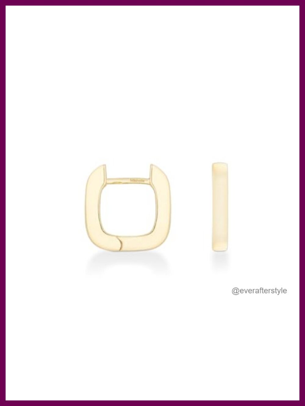 Italian 18K Gold Plated Sterling Silver Square Huggie Hoop Earrings
